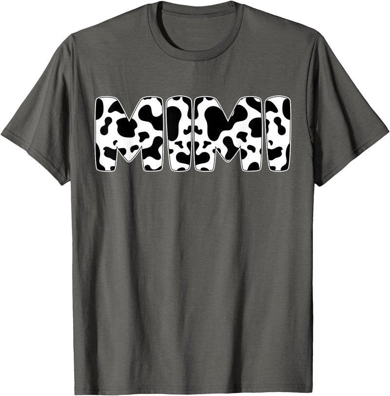 Family Matching Gifts Cow Mimi Cow Print Cow Pattern Mother's Day T-Shirt - Asphalt Grey