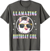 LLama Squad Shirts and Gifts Llama Birthday Girl Party Outfit Amazing Pun Fun Rainbow T-Shirt - Asphalt Grey
