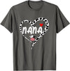 Black White Family Cow Farm Nana Cow Print Cow Heart Pattern Farmer Cows Mother's Day T-Shirt - Asphalt Grey