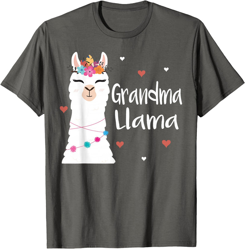 Me & Mommy Llama Co. Grandma Llama Cute Llamas Lover Best Grandmother Ever T-Shirt - Asphalt Grey