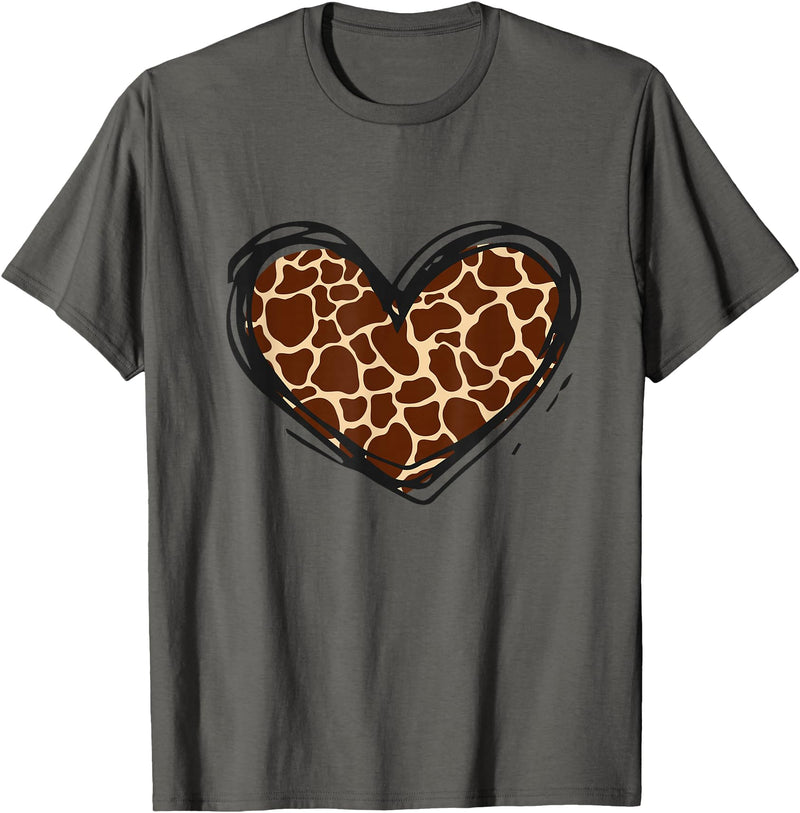 Giraffe Print Apparel Giraffe Heart Giraffe Print Clothes T-Shirt - Asphalt Grey