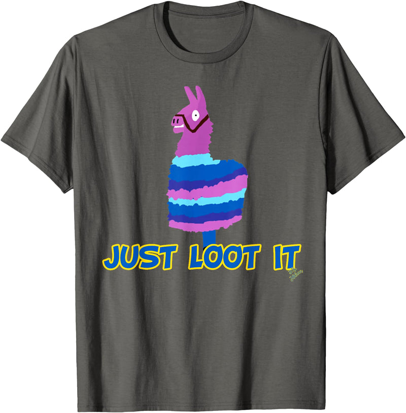 gamer shirts by jean olivier Funny llama outfit gamer outfit just loot it T-Shirt - Asphalt Grey