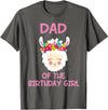 Llama Matching Birthday Party Theme Supplies Dad Of The Birthday Girl Llama First 1st Birthday Girl T-Shirt - Asphalt Grey