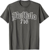 Buffalo NY by Kruzelly Vintage Buffalo New York 716 T-Shirt - Asphalt Grey