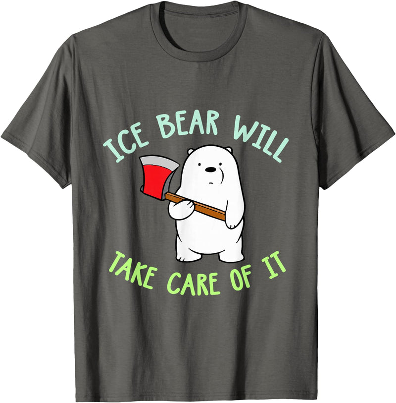 PeeKay Apparel - Fun Ice Bear Will Take Care Of It T-Shirt - Asphalt Grey
