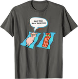 Bacon T Shirt Co Next Time Wear Sunscreen Funny Pig Bacon Sunbathing T-Shirt - Asphalt Grey