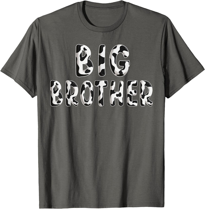 Cow Pattern Print Family Matching Birthday Shirts Cow Big Brother Birthday Family Matching Fathers Day Boy T-Shirt - Asphalt