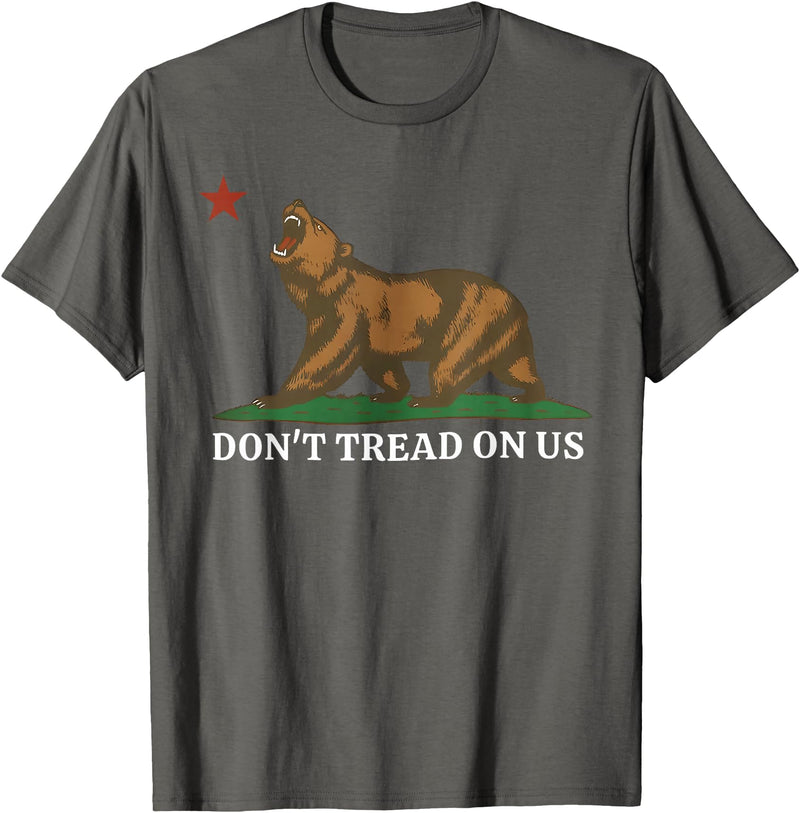 Dont Tread On Us Bear California Patriot Tee Don't Tread On Us California Bear Patriotic T-Shirt - Asphalt Grey