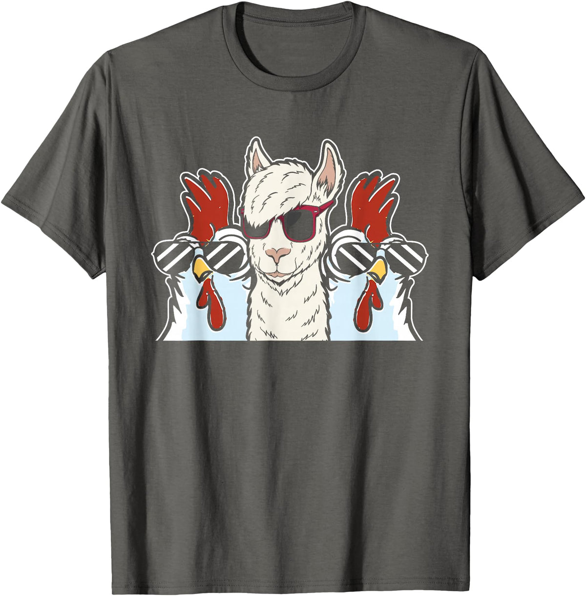 Llama Gifts & Accessories Chicken Llama Cool Alpaca - Lamaist Animal Llama T-Shirt - Asphalt Grey