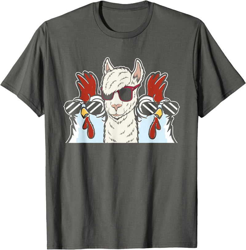 Llama Gifts & Accessories Chicken Llama Cool Alpaca - Lamaist Animal Llama T-Shirt - Asphalt Grey