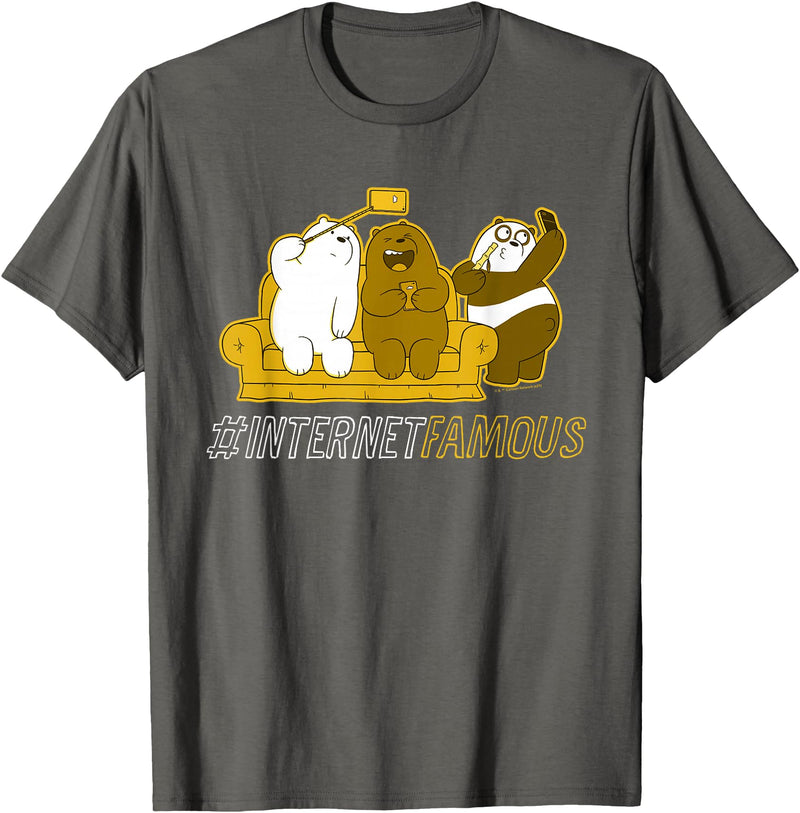 Cartoon Network We Bare Bears Grizz Panda Ice Bear Internet Famous T-Shirt - Asphalt Grey