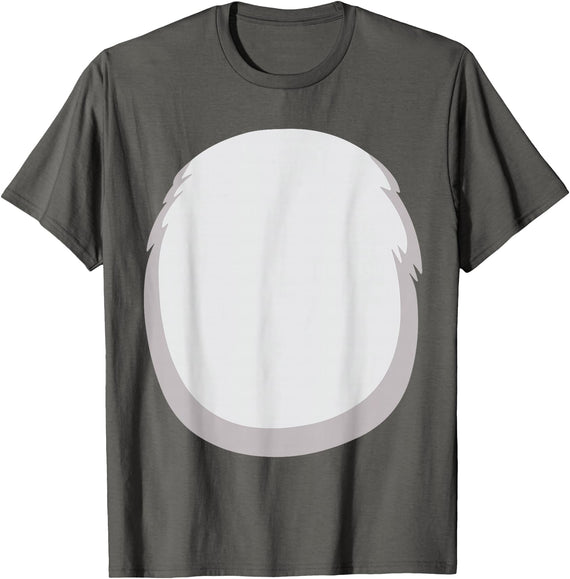 Lazy Cheap DIY Halloween Last Minute Costume Ideas Raccoon Belly Costume Furry Cartoon Racoon Stomach Grey T-Shirt - As