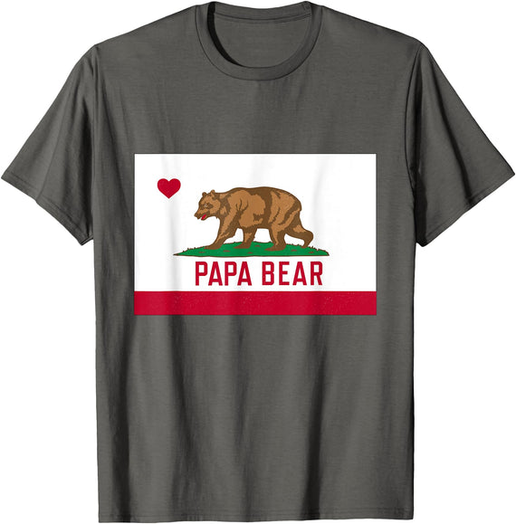 Papa Bear California Flag T-Shirt Papa Dad Bear California Flag T-Shirt - Asphalt Grey