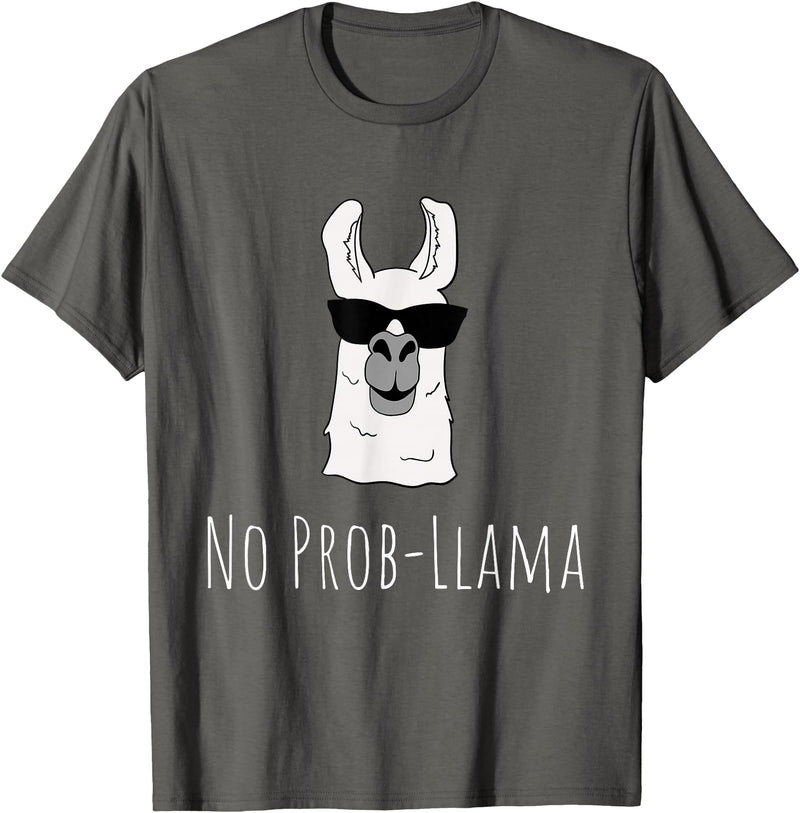 Llama Mama Apparel No Prob-Llama No Problem Cute Funny Cool Llama Alpaca Gift T-Shirt - Asphalt Grey