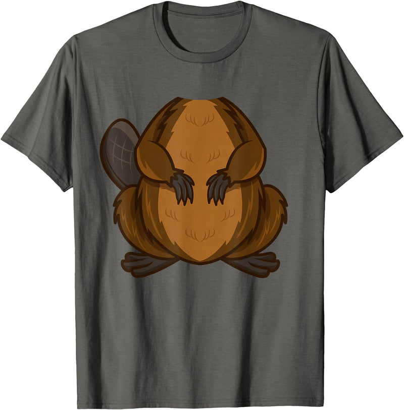 Groundhog Animal Trick Or Treat Cosplay Gift Funny Beaver Body Headless Halloween Easy Costume Outfit T-Shirt - Asphalt Grey