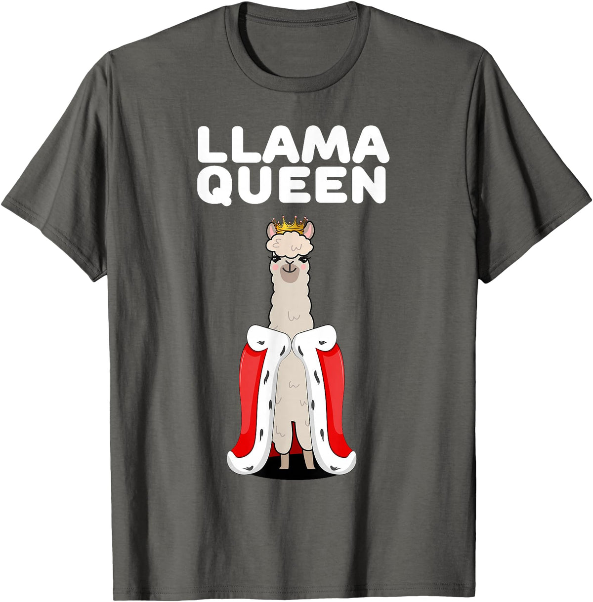 Womens Llama Shirts for Girls Llama Queen | Girls Llama Tshirt | Womens Llama T-Shirt - Asphalt Grey