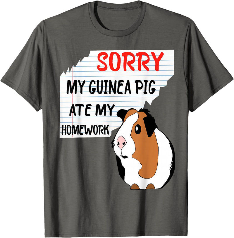 Funny Back to School Sorry My Guinea Pig Ate My Homework School Funny Guinea Pig T-Shirt - Asphalt Grey