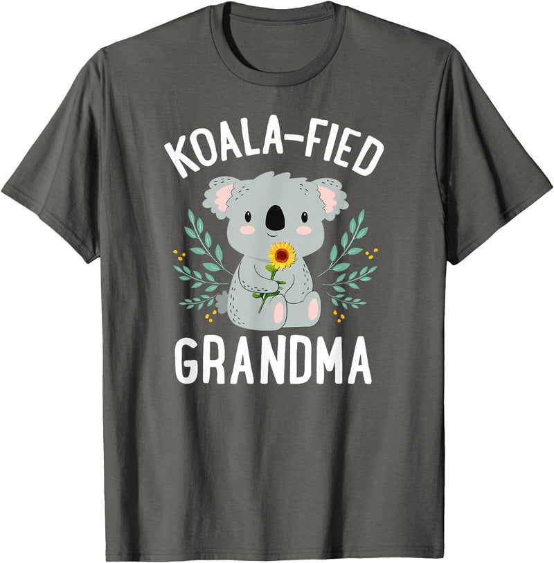Mothers Day Stuff for Mom from Daughter or Son Koalafied Grandma Koala Bear Sunflower Floral Mothers Day T-Shirt - Asphalt Grey