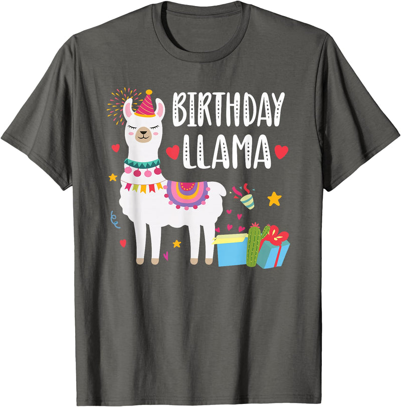 Matching Llama Birthday Party Supplies Birthday Llama Girl Birthday Party Llama Birthday Outfit T-Shirt - Asphalt Grey