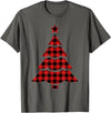 Christmas Buffalo Plaid Tree Tee Christmas Red & Black Buffalo Plaid Tree T-Shirt - Asphalt Grey