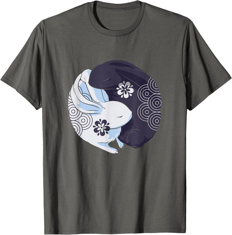 Yin Yang Year of the Rabbit Happy Chinese New Year 2023 T-Shirt in Asphalt Grey
