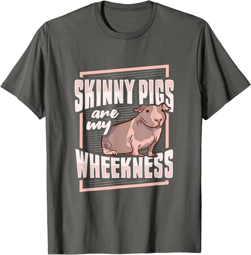 Skinny Pig Wheek Design for a Guinea Pig Lover T-Shirt - Asphalt Grey