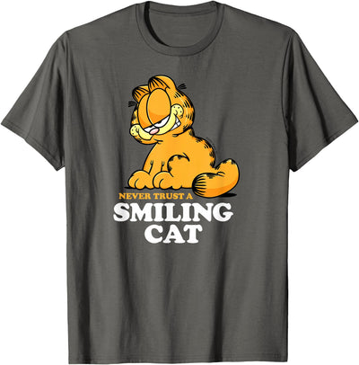 Nick Garfield - Never Trust A Smiling Cat Sarcastic Graphic T-Shirt