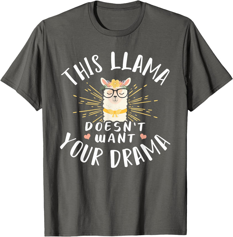 Cute Llama And Alpaca Animal Design Ideas Dieses Lama Wanna dein Drama nicht T-Shirt - Asphalt Grey