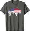 Gift for Animal Lovers & Fans Buffalo 4th Of July Patriotic US Flag American Buffalo Women Kids Men T-Shirt - Asphalt Grey