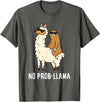 The Llama Lover No Prob-llama Cute No Prob Llama T-Shirt - Asphalt Grey
