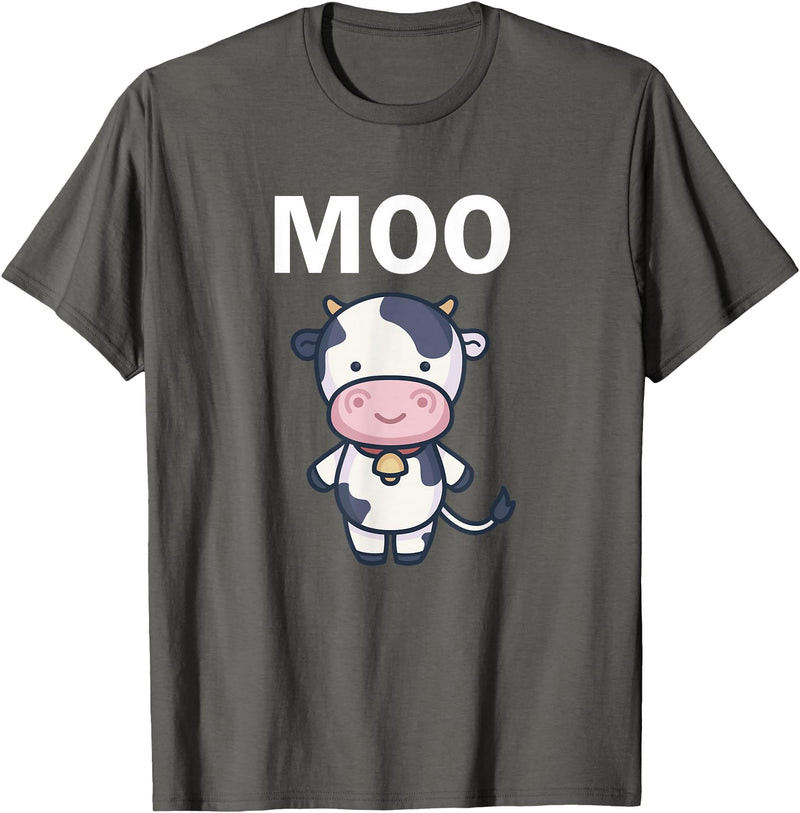 Moo Cow Funny Farmer Cow for Adults Kids Boys and Girls T-Shirt - Asphalt Grey