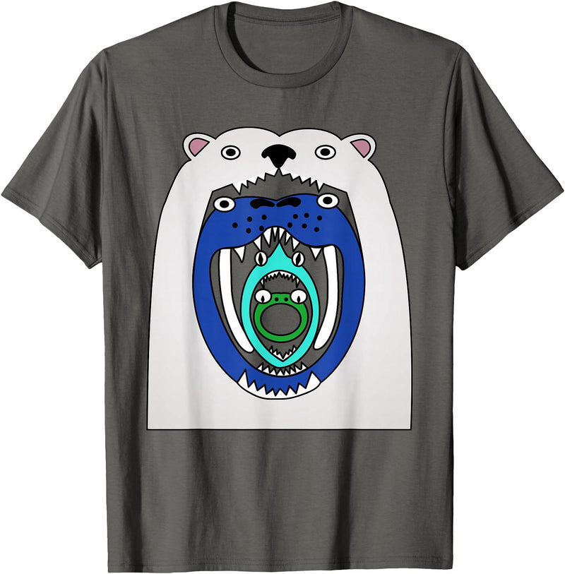 Cute designs for kids Polar Bear Food Chain Funny Kids T-Shirt T-Shirt - Asphalt Grey
