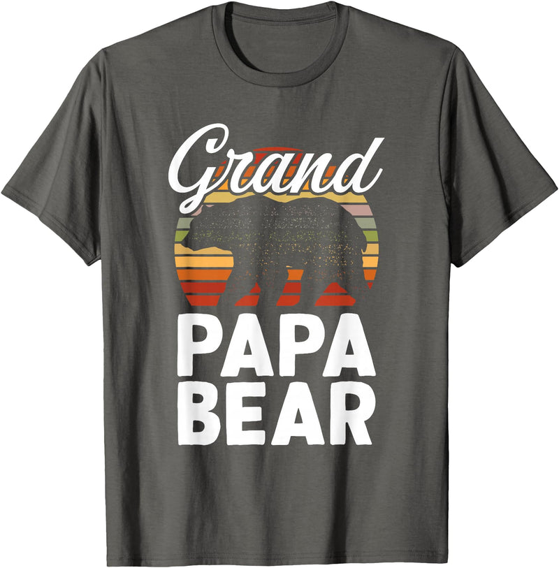 Crazy Grandpa Apparel & Gifts Fun Grandpa Animal Sunset Graphic - Grandpapa Bear T-Shirt - Asphalt Grey