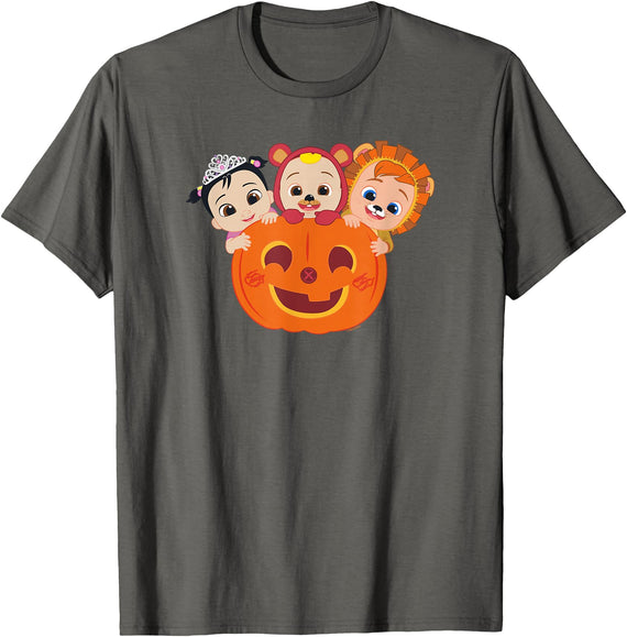 CoComelon Classic Halloween Pumpkin Group Shot T-Shirt - Asphalt Grey