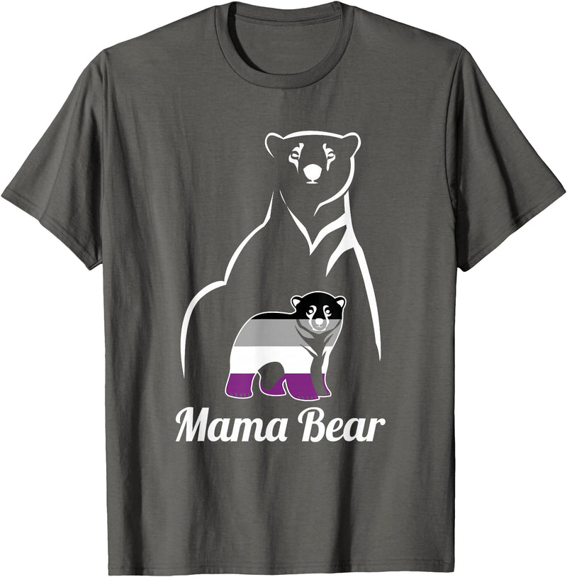 Asexual Mama Bear Designs Co. Asexual Mama Bear Asexual Pride LGBT Ace Pride Flag Mom T-Shirt - Asphalt Grey