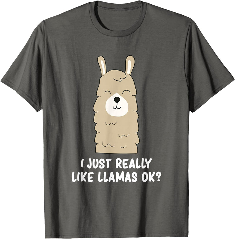 Funny Llama And Alpaca Gifts I Just Really Like Llamas T-Shirt - Asphalt Grey