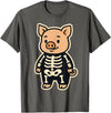 Spooky Cute Cartoon Animals in Halloween Outfits Funny Pig Skeleton Costume for Kids Boys Girls Halloween T-Shirt - Asphalt Grey