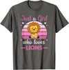 Favorite Animal Sweet Animals For Girls Just A Girl Who Loves Lions Cute Lion For Girls Lions T-Shirt - Asphalt Grey