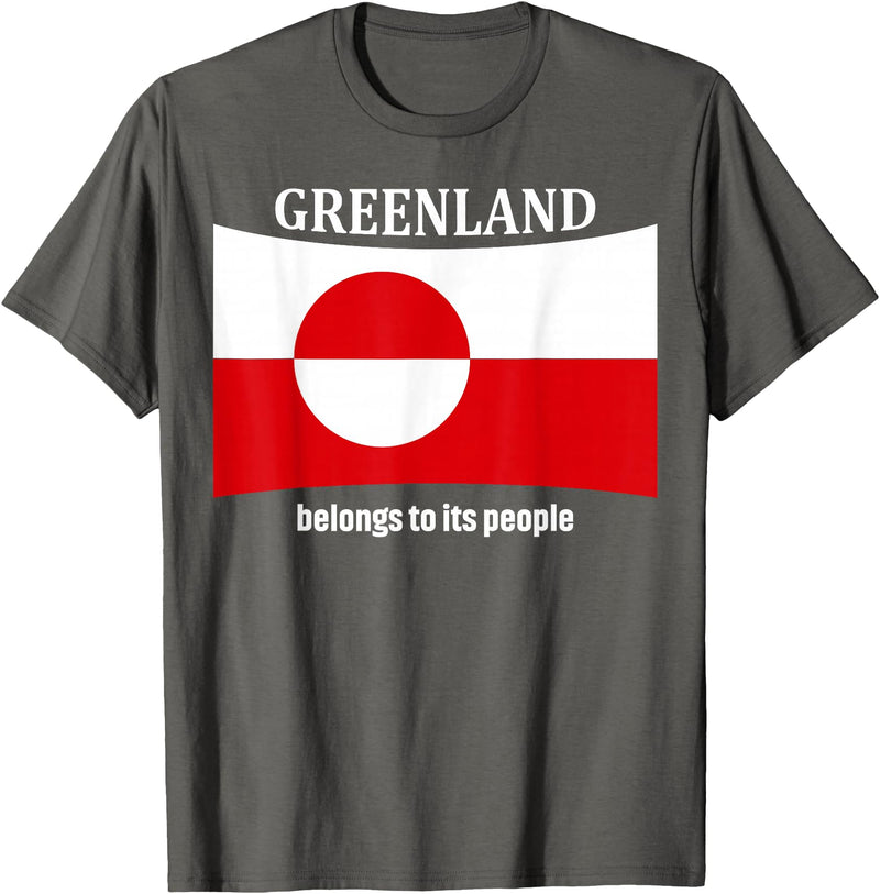 Greenlandic native heritage designs Greenland Flag, Belongs to its People, Independence Message T-Shirt - Asphalt Grey