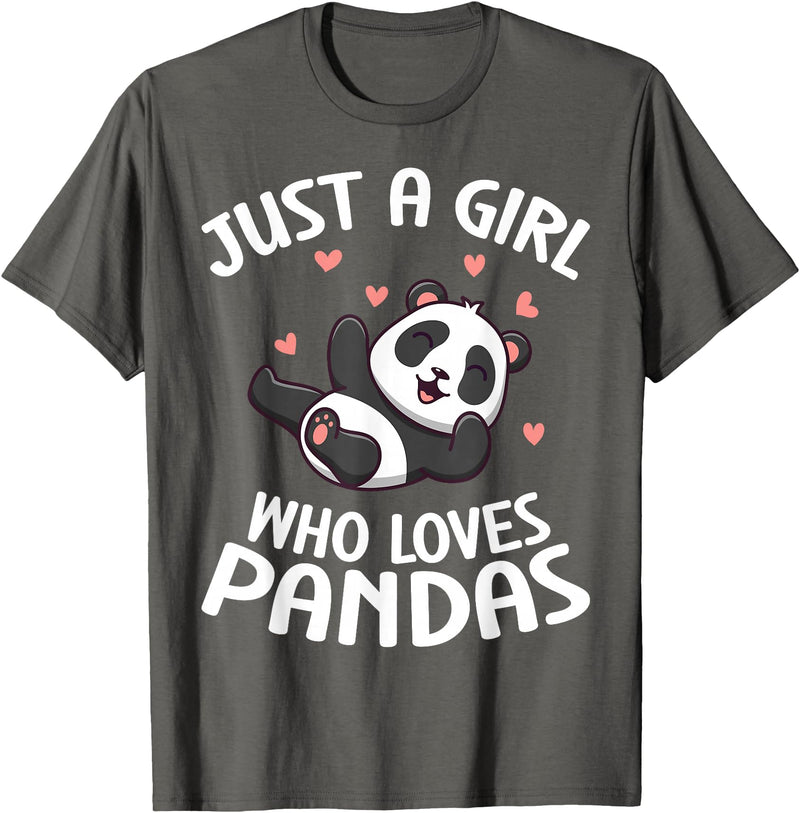 Panda Bear Clothing Panda Lover Cute Kids Just A Girl Who Loves Pandas T-Shirt - Asphalt Grey
