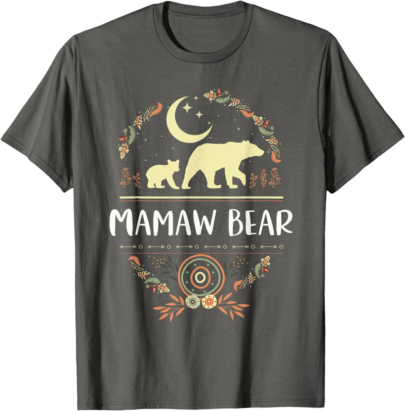 Matching Family Grandma Bear Boho by Foxio Mamaw Bear Floral Matching Family Funny Grandma Bear Boho T-Shirt - Asphalt Grey