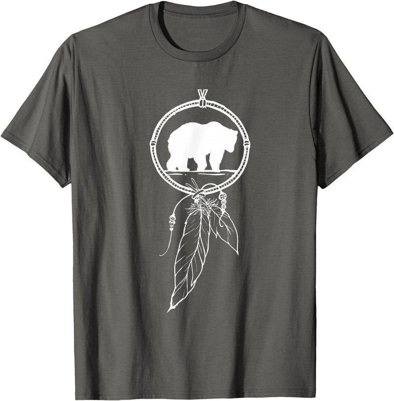 American Indian Shirts by CrushRetro Native American Dreamcatcher Bear Women Men Kids T-Shirt - Asphalt Grey
