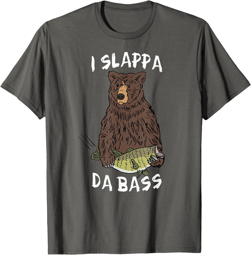 Musical Bears I SLAPPA DA BASS (Bear Playing Bass) T-Shirt - Asphalt Grey