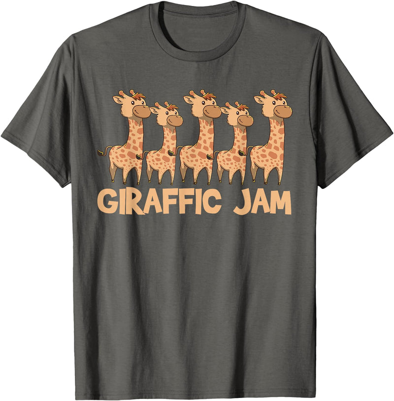 Cute Giraffe Gifts Giraffe Giraffic Jam Funny Word Game Cute T-Shirt - Asphalt Grey