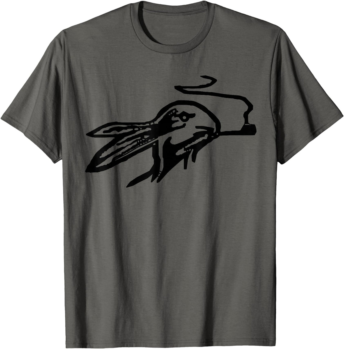 Rabbit Smoking a Pipe T-Shirt in Asphalt Grey