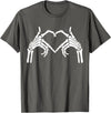 Skeleton Hand Halloween Trendy Novelty Graphic Art Skeleton Hands Heart Sign Halloween Tops T-Shirt - Asphalt Grey