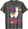 Birthday Llama Shirts Gift Cute Llama Shirt Party Animal Funny Gift for Birthday Girl T-Shirt - Asphalt Grey