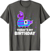 Todays My Bday LLama Tees Cute Birthday Llama Funny Bday Animal Party T-Shirt - Asphalt Grey