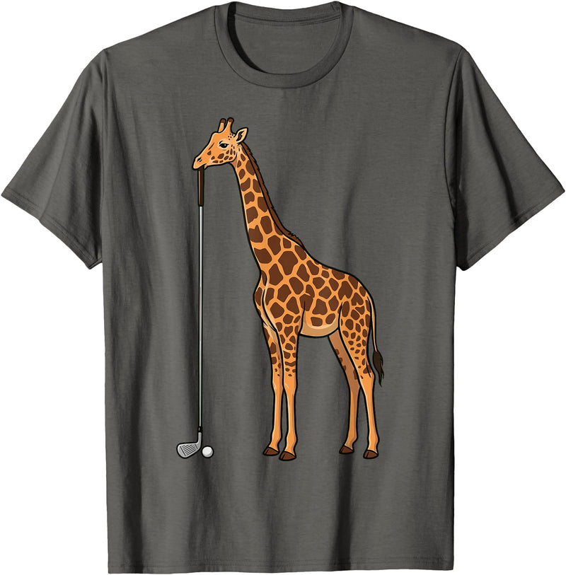 Golf Golfing Golfer Giraffe Animal Safari Giraffe Golf T-Shirt - Asphalt Grey