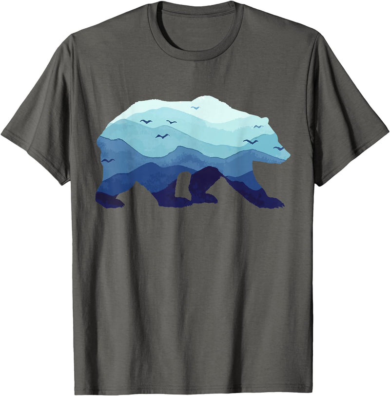 Grizzly Bear Mountains - Gifts & Apparel Co. Bear Nature Mountains Grizzly Hiking Camping Outdoor Gift T-Shirt - Asphalt Grey